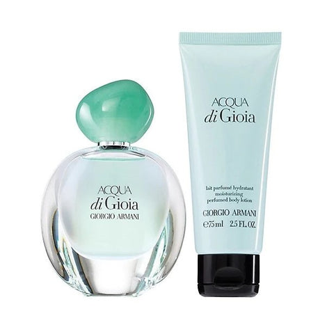 Perfume gift set: Giorgio Armani Acqua Di Gioia 2PCS Travel Gift Set - 100ML EDP Spray + 75ML Body Lotion 